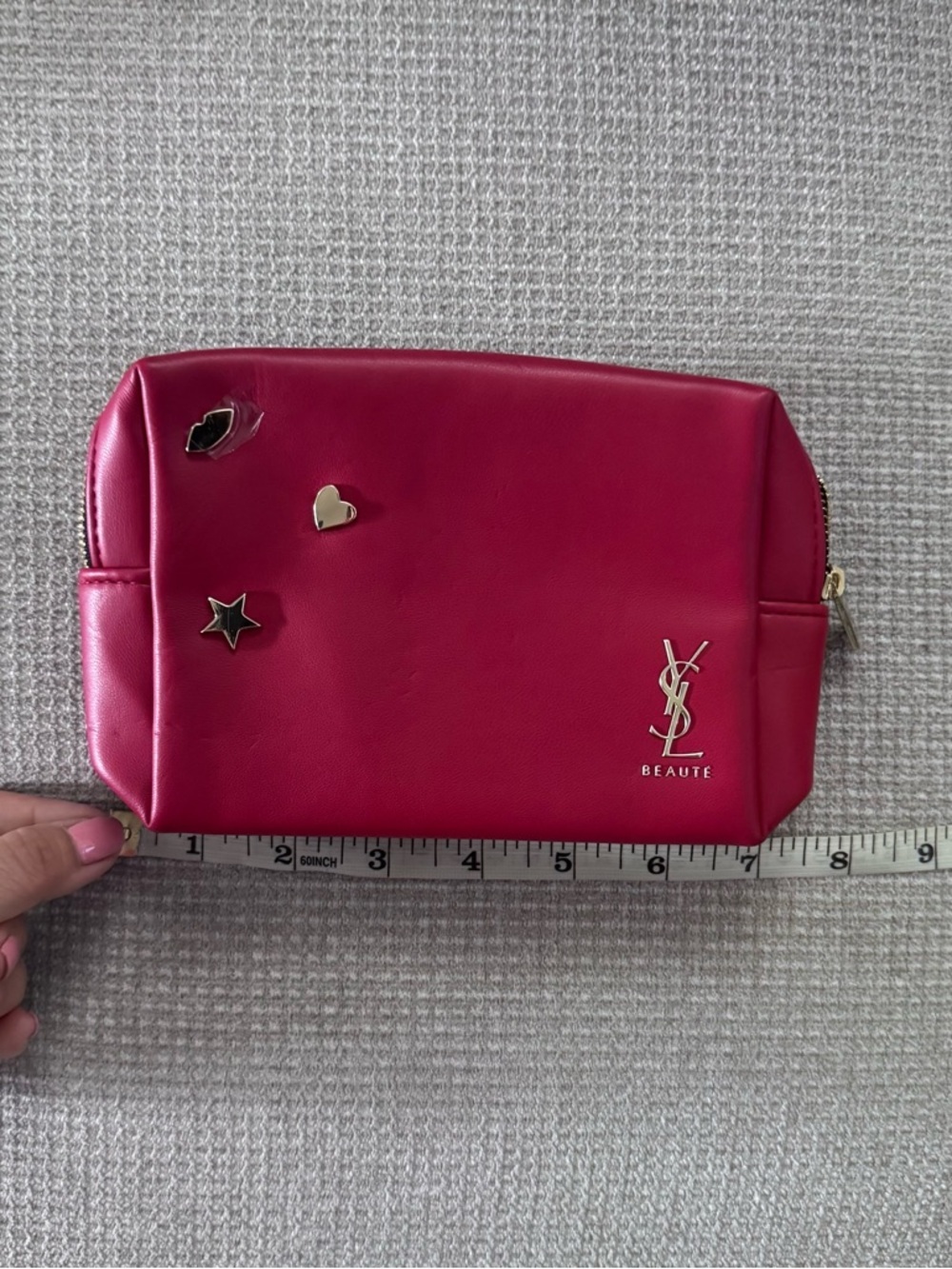 Yves Saint Laurent Red Cosmetic Pouch with Gold Zipper - Picture 2 of 7